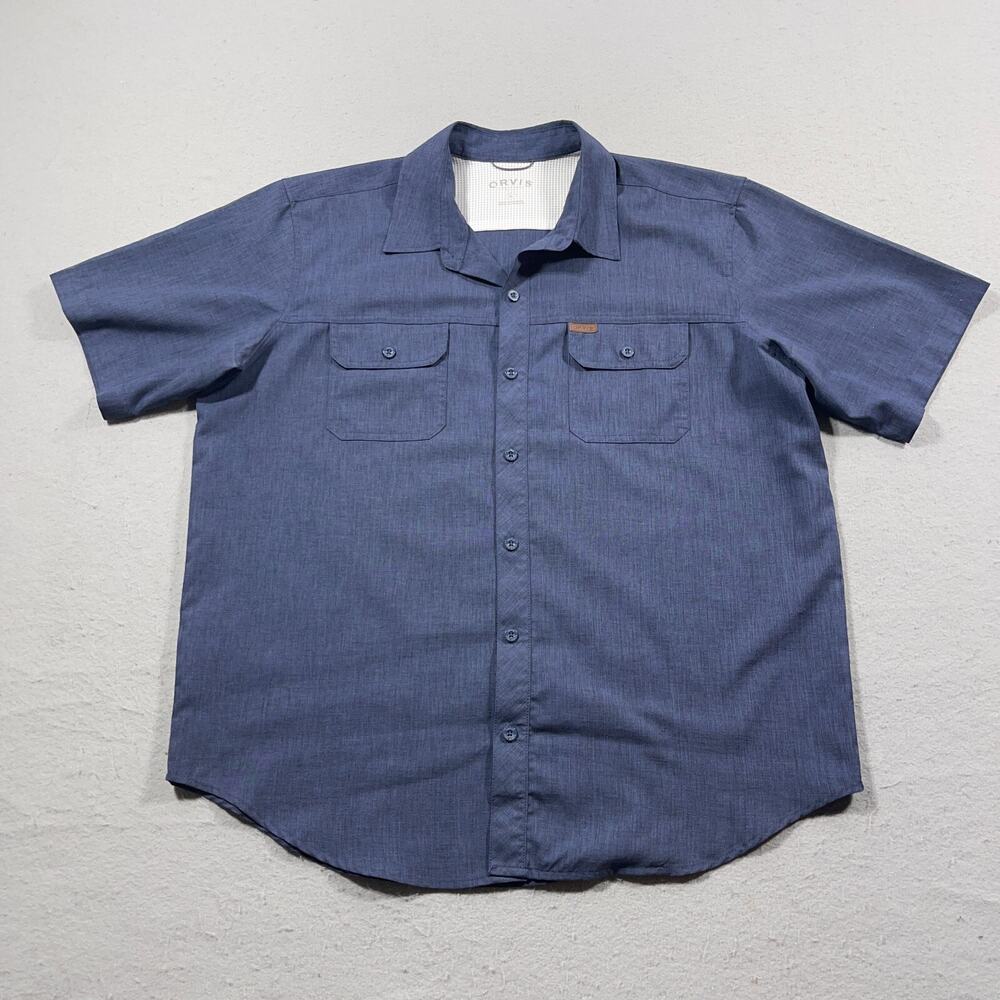 Orvis Classic Collection Men XL Tech Shirt Blue Short Sleeve‎ Casual Performance